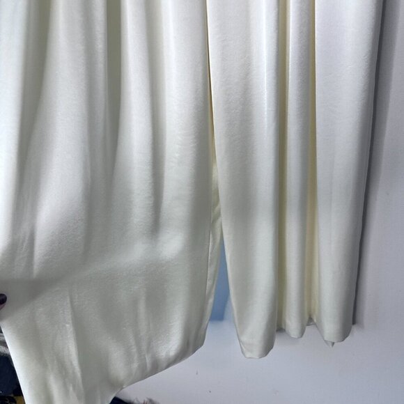 Carmen Marc Valvo Ivory Silky Satin Pleated High Rise Wide Leg Pants Size 2 - Picture 3 of 7